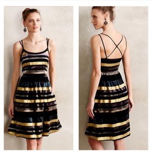 Anthro Wolven Ada Velvet Striped Dress w/ Pockets